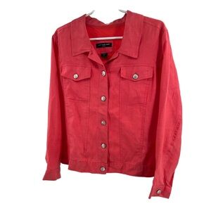 Saint Tropez West 2X linen jacket shacket coral plus office casual vacation